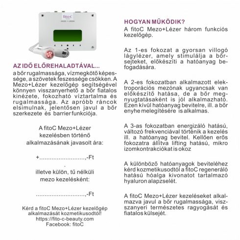 fito.C - Mezo+Lézer Tű Nélküli Mesoterápiás Készülék, Lézerrel, 1db - tesztergépet tudunk ingyenesen egy hétre adni! - az ár regisztráció után látható