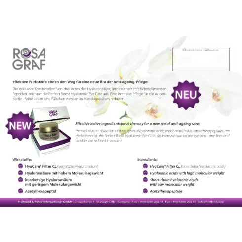 Rosa Graf - Perfect Boost Hyaluronic Eye Care - Hyaluron és Peptid Szemkörnyékápoló Krém, 15ml